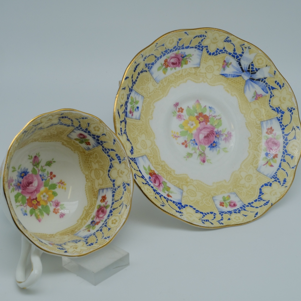 Royal Albert Floral Gold and Blue Dinnerware Set